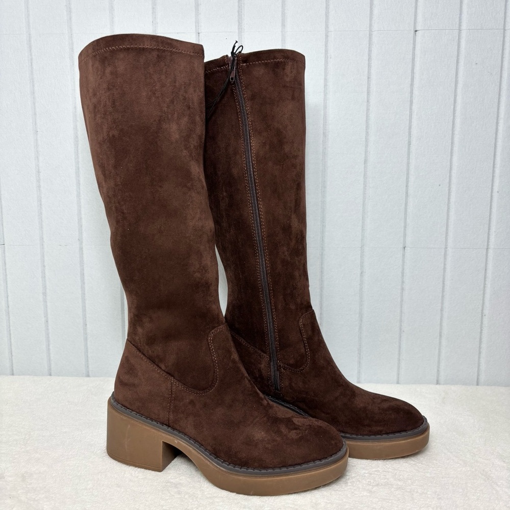 White Mountain Marcella Tall‎ Shaft Block Heel Boot Chocolate Boots